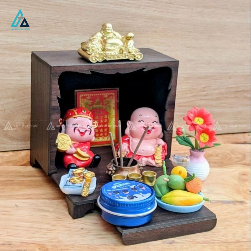 Bàn Thờ Thần Tài Thổ Địa Mini Để Bàn Trang Trí Tài Lộc 2