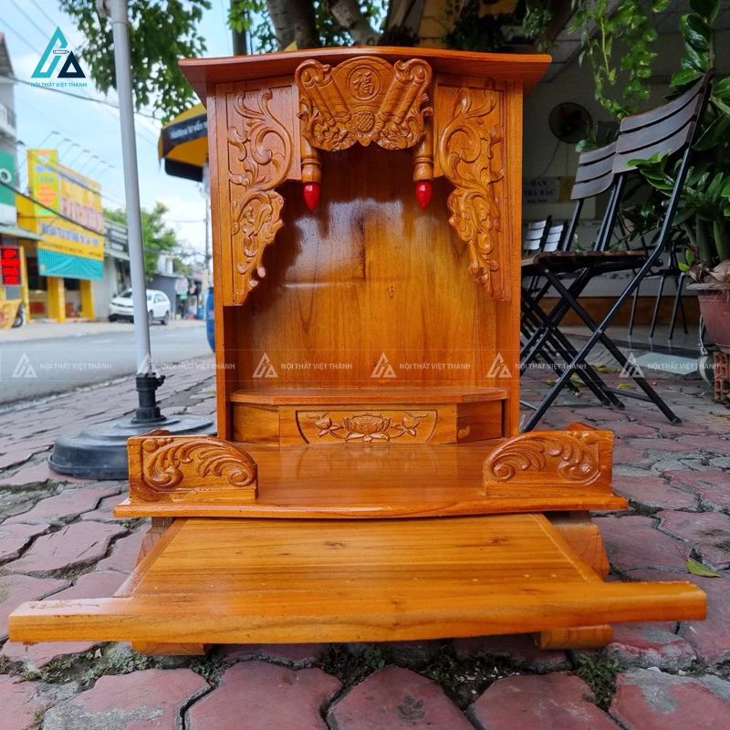 Bàn Thờ Thần Tài Mái Vòm Cuốn Thư Chạm Khắc Hoa Văn Tinh Xảo 2