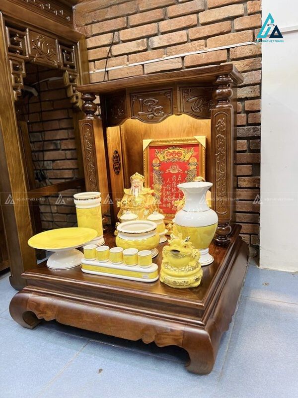 Bàn Thờ Thần Tài Mái Bằng Gỗ Tự Nhiên Vân Sáng Hiện Đại 2