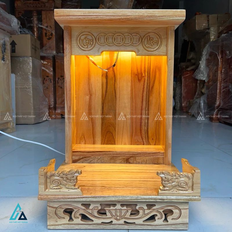 Bàn Thờ Thần Tài Mái Bằng Hiện Đại Tích Hợp Đèn Led Cao Cấp
