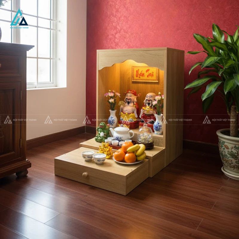 Bàn Thờ Thần Tài Thổ Địa Mái Bằng Hiện Đại Tích Hợp Ngăn Kéo 3