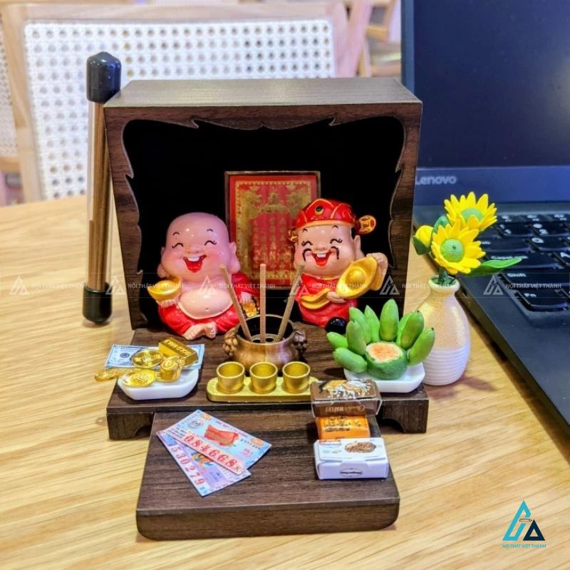 Bàn Thờ Thần Tài Thổ Địa Mini Để Bàn Trang Trí Tài Lộc 3