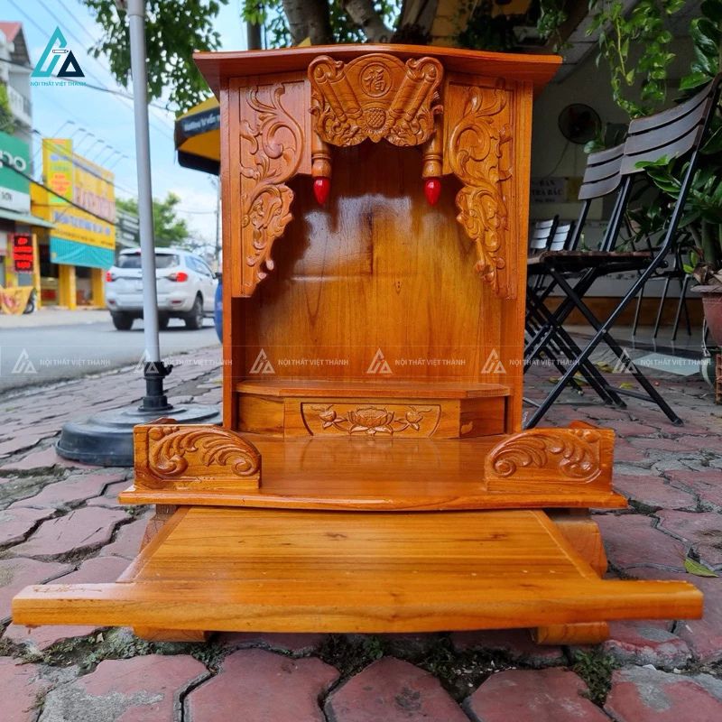 Bàn Thờ Thần Tài Mái Vòm Cuốn Thư Chạm Khắc Hoa Văn Tinh Xảo 3