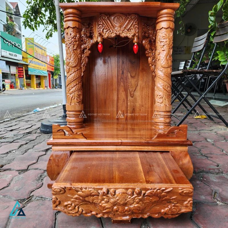 Bàn Thờ Thần Tài Cột Rồng Chạm Khắc Thủ Công Tinh Xảo Uy Nghiêm 3