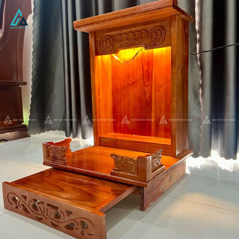 Bàn Thờ Thần Tài Mái Bằng Hiện Đại Có Ngăn Kéo Và Đèn Led 3