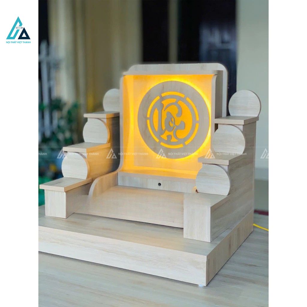 Bàn Thờ Thần Tài Mini Hiện Đại Hào Quang Chữ Lộc Có Đèn Led 3