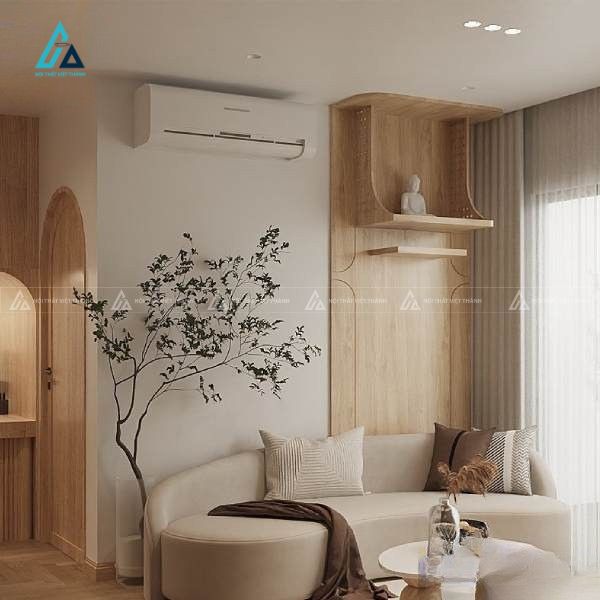 Bàn Thờ Treo Tường Chung Cư Tích Hợp Vách Ốp Kèm Bục Phụ 1