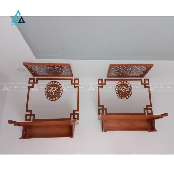 Bàn Thờ Treo Tường Phân Cấp Tích Hợp Vách Ốp Triện Góc