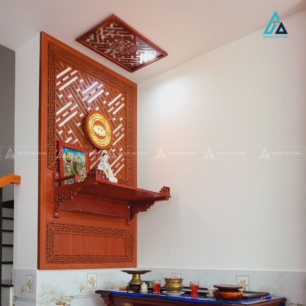 Bàn Thờ Phật Treo Tường Kết Hợp Vách CNC Sang Trọng Đẳng Cấp 1