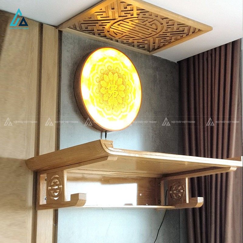 Bàn Thờ Treo Tường Tích Hợp Tranh Điện Tròn Và Tấm Chắn Khói 1