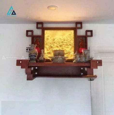 Bàn Thờ Treo Tường Chân Xếp Tầng Kết Hợp Tranh Trúc Chỉ