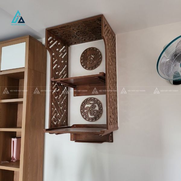 Bàn Thờ Treo Tường 2 Tầng Chung Cư Tích Hợp Vách Ngăn