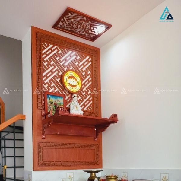 Bàn Thờ Phật Treo Tường Kết Hợp Vách CNC Sang Trọng Đẳng Cấp