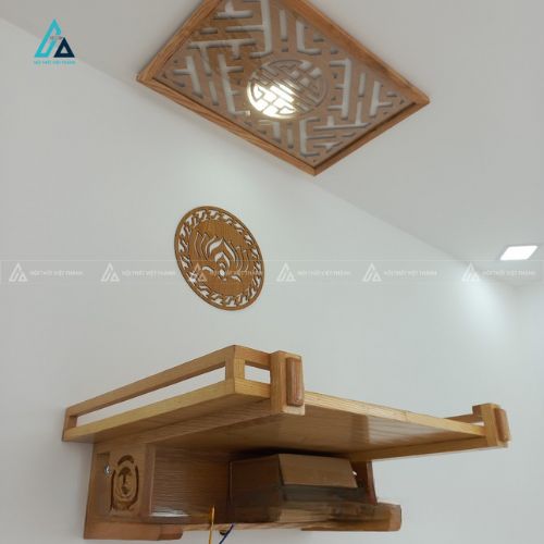 Bàn Thờ Treo Tường Thiết Kế Tối Giản Tích Hợp Đôn Cao