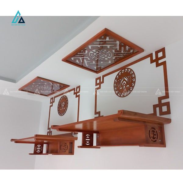 Bàn Thờ Treo Tường Phân Cấp Tích Hợp Vách Ốp Triện Góc 1