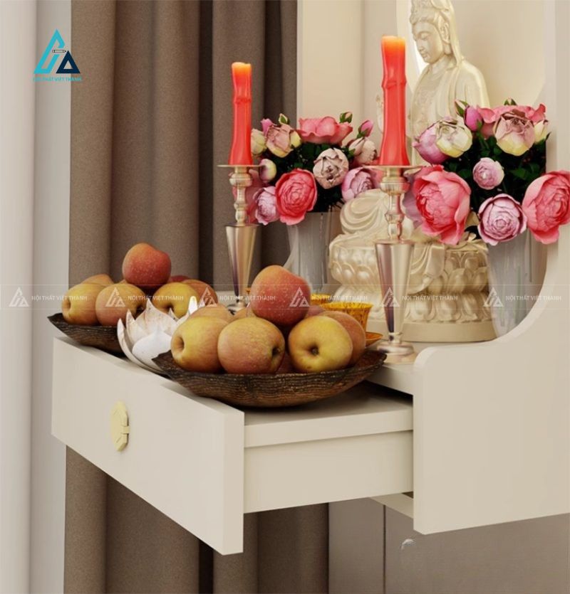 Bàn Thờ Treo Tường Có Vách Tủ Tích Hợp Đèn Led Hào Quang 1