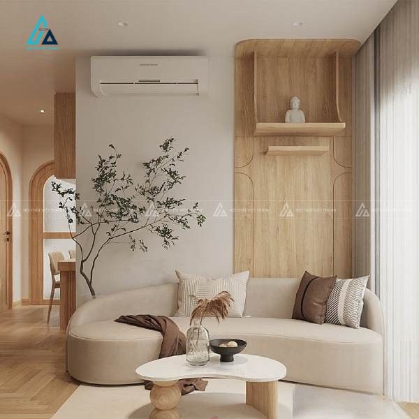 Bàn Thờ Treo Tường Chung Cư Tích Hợp Vách Ốp Kèm Bục Phụ