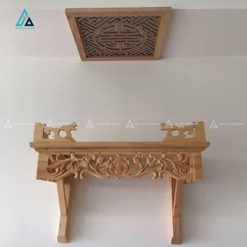Bàn Thờ Treo Tường Chạm Khắc Hoa Văn Hoa Sen Tinh Xảo