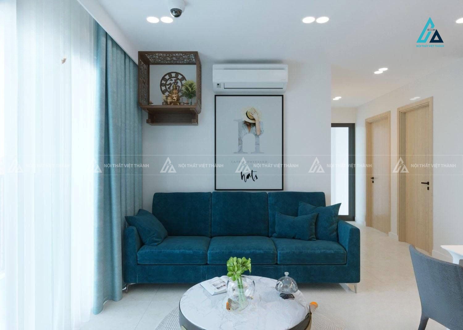 Bàn Thờ Treo Tường Có Vách Ngăn Chân Xếp Tầng Khắc Chữ 1