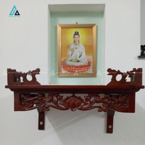 Bàn Thờ Treo Tường Chạm Khắc Hoa Văn Hoa Sen Tinh Xảo 2