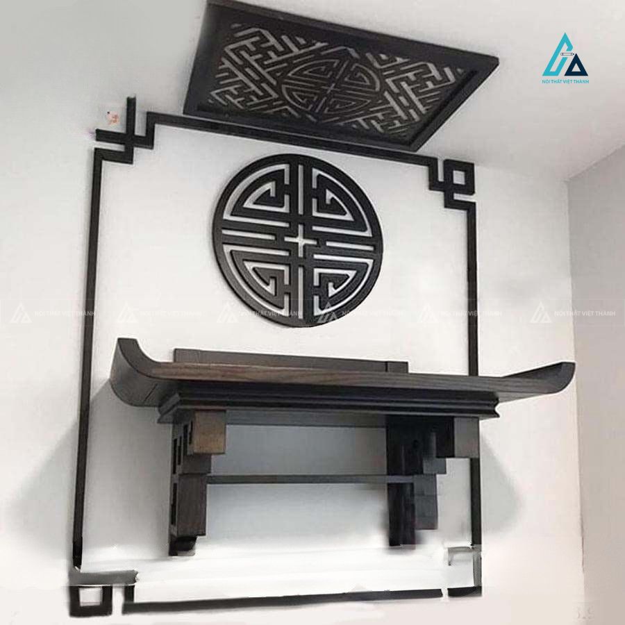 Bàn Thờ Treo Tường Thiết Kế Tai Cuốn Cách Điệu Trang Nghiêm 2