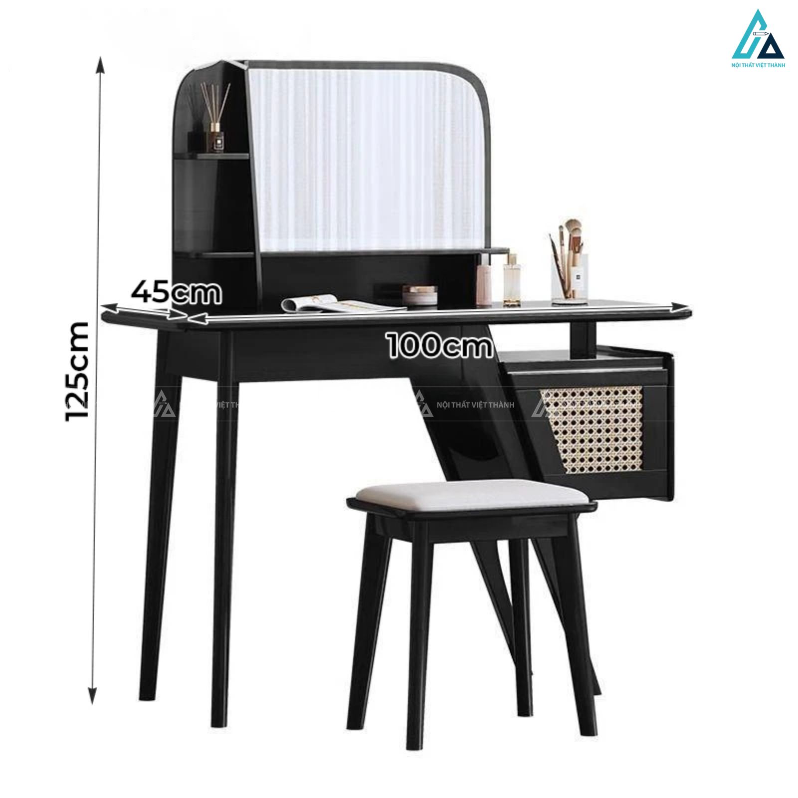 Bàn trang điểm phối mây tinh tế kiểu dáng hiện đại sang trọng 1
