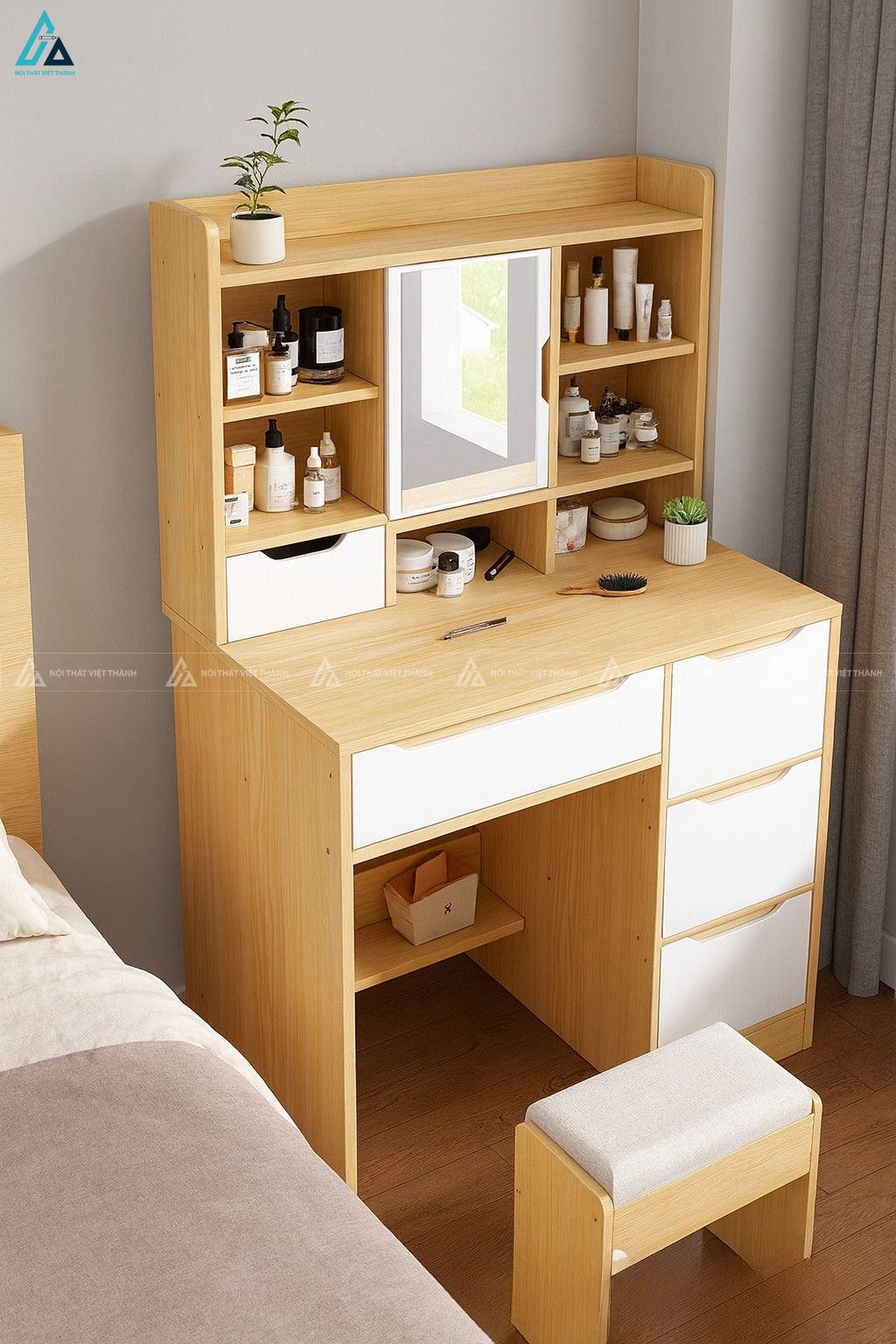 Bàn trang điểm thiết kế tủ kệ đa năng thông minh tiện lợi 1