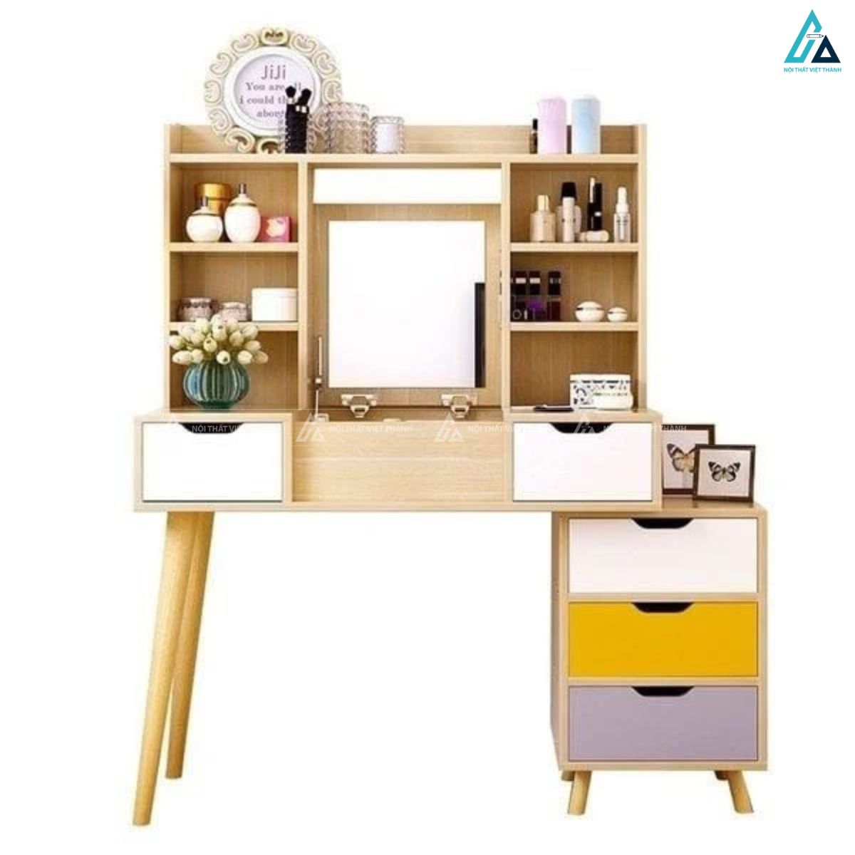 Bàn trang điểm thông minh gương lật kèm ngăn kéo đa sắc màu 2