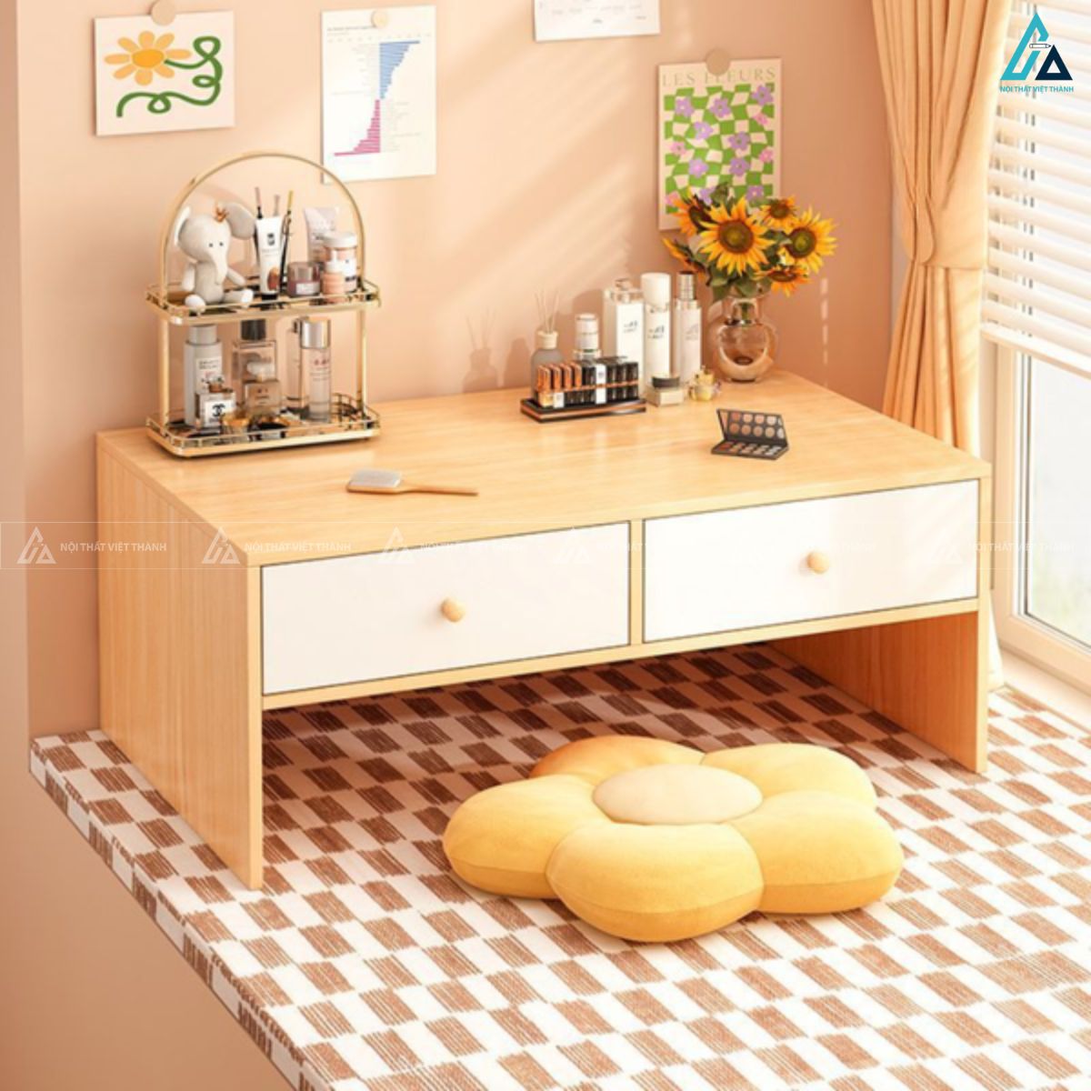Bàn trang điểm dạng bệt thiết kế tối giản tiết kiệm diện tích 1