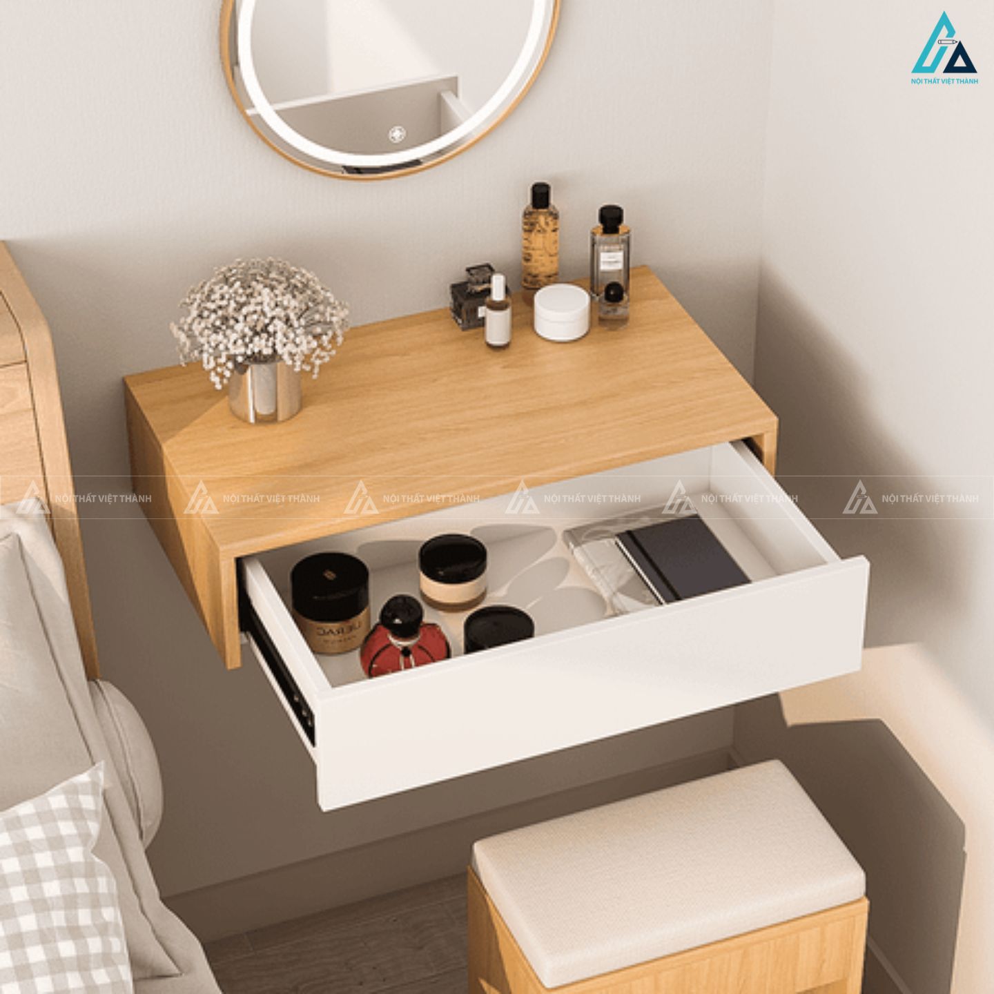 Bàn trang điểm treo tường đa năng thiết kế nhỏ gọn hiện đại