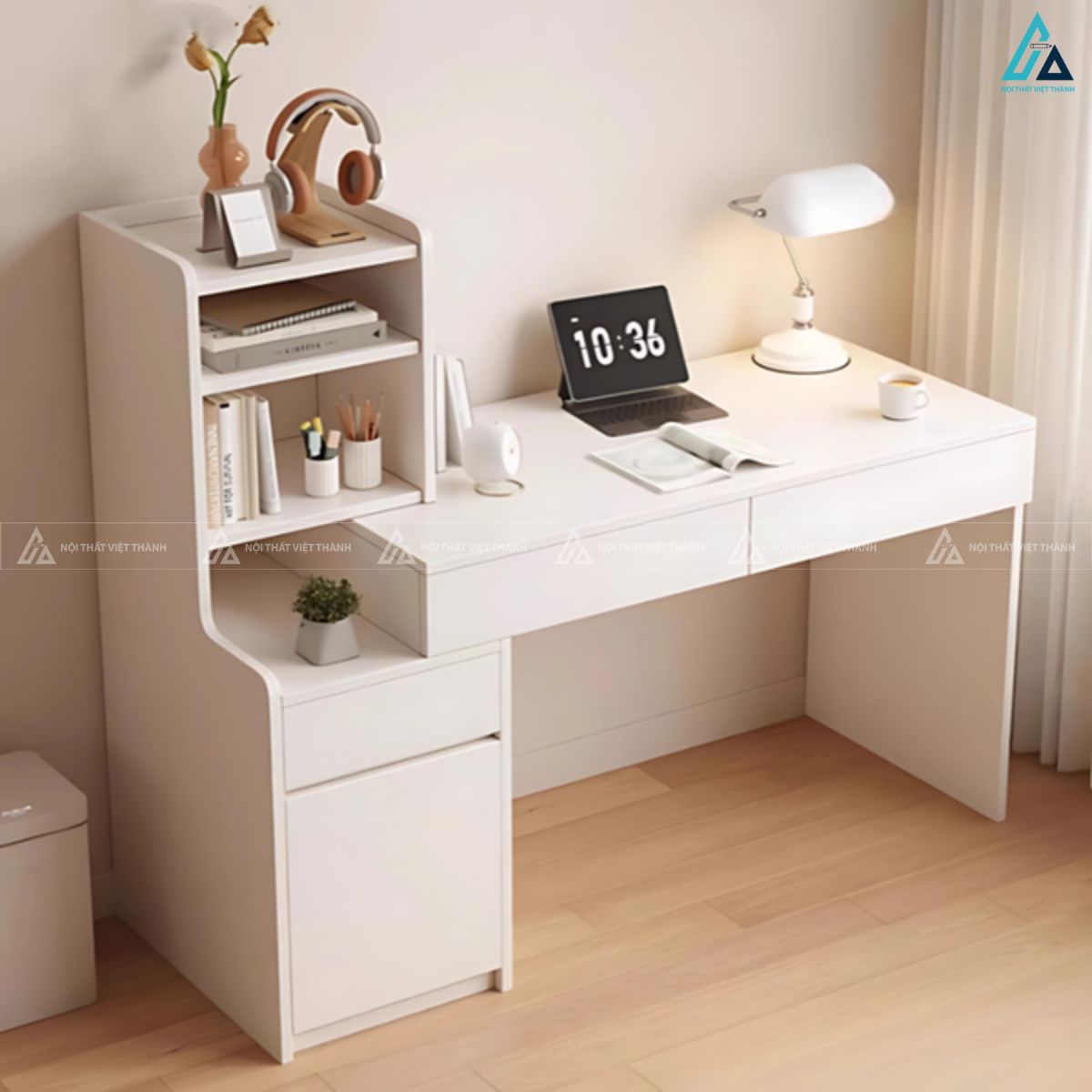 Bàn trang điểm hiện đại kệ liền kề gương tạo hình độc đáo 2