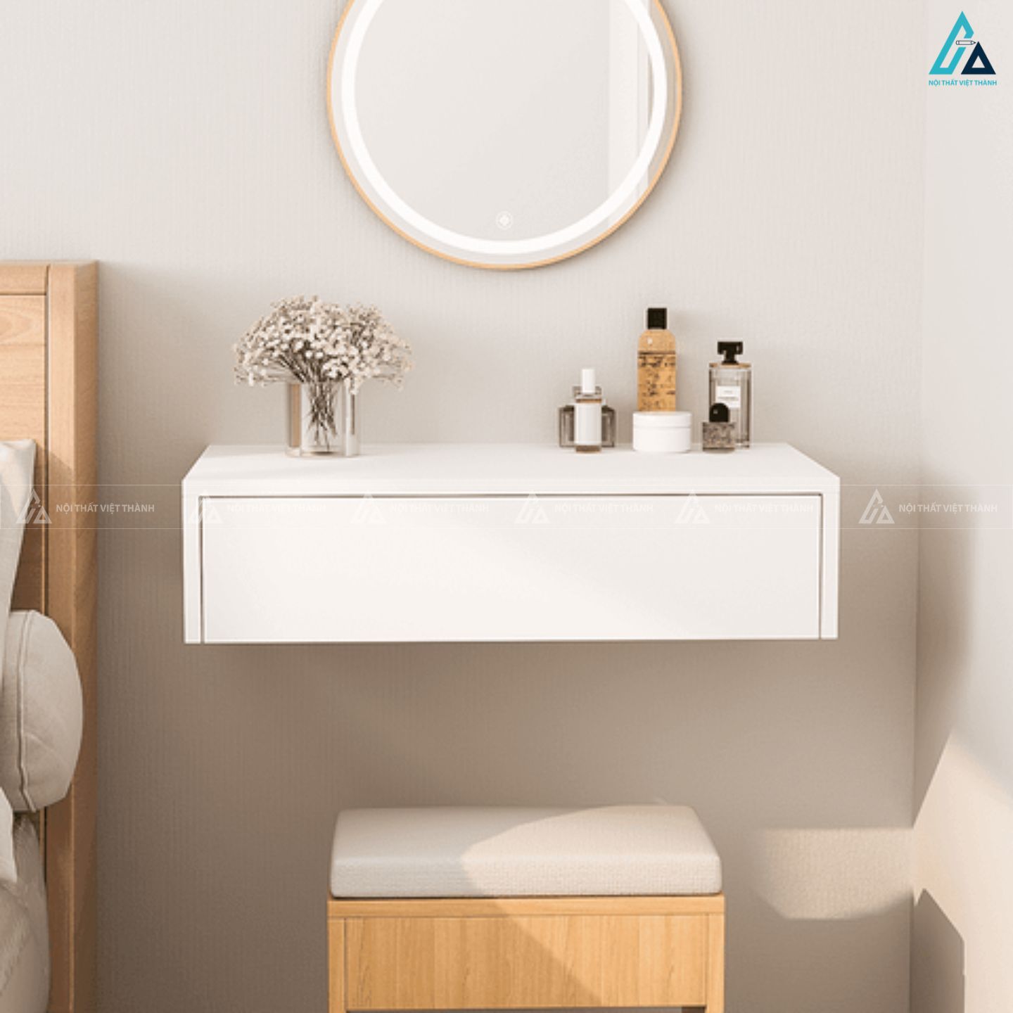 Bàn trang điểm treo tường đa năng thiết kế nhỏ gọn hiện đại 2