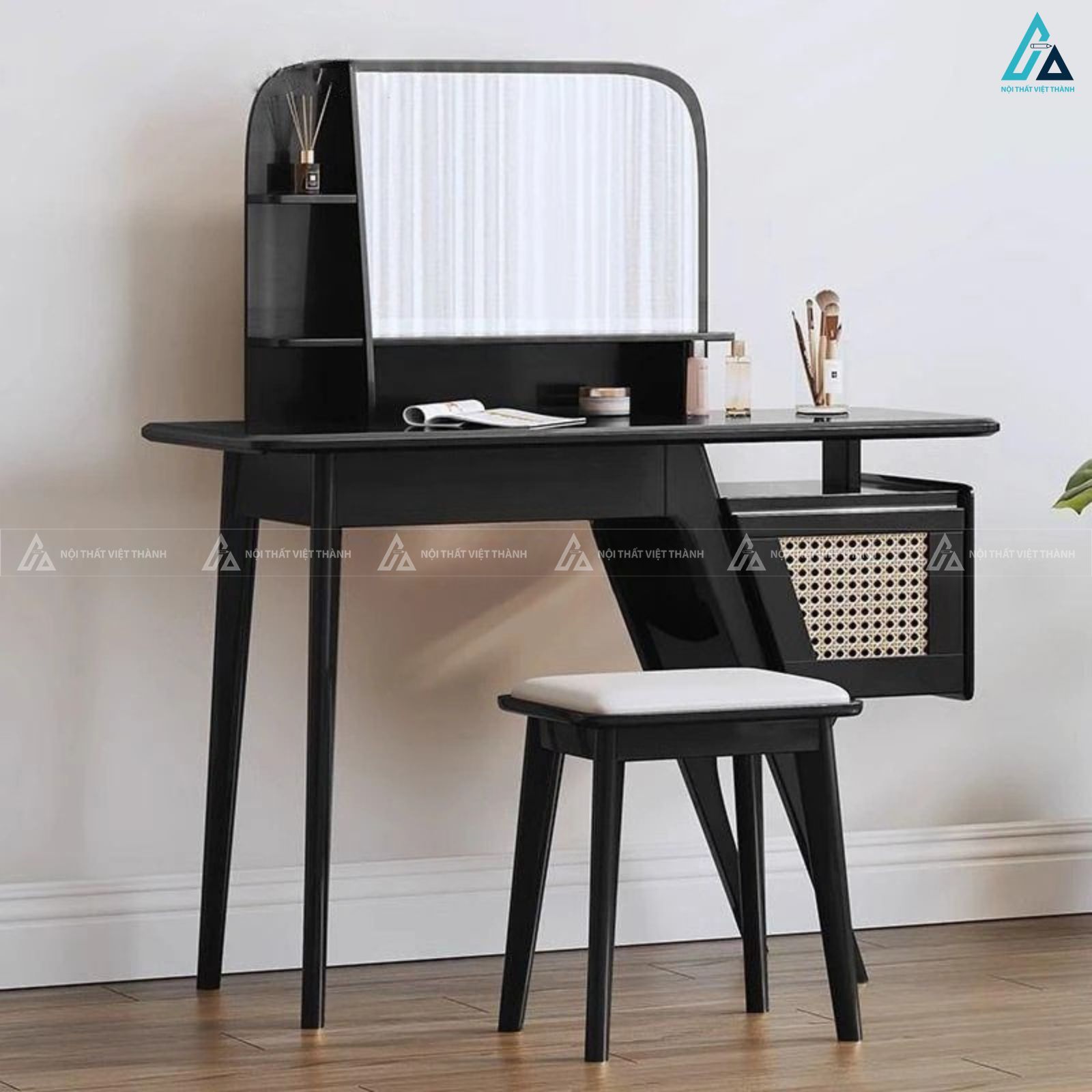 Bàn trang điểm phối mây tinh tế kiểu dáng hiện đại sang trọng 2