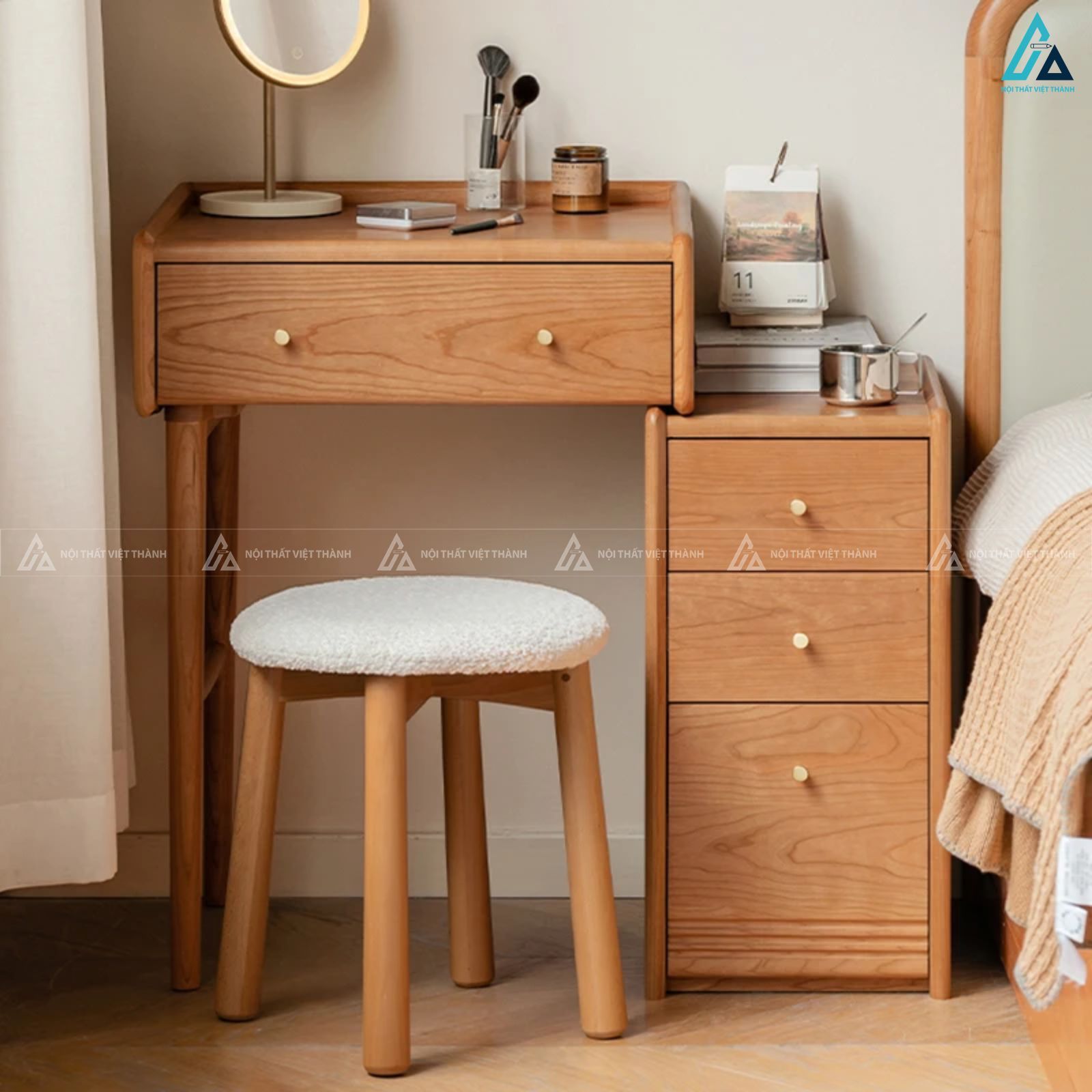 Bàn trang điểm hiện đại có tủ ngăn kéo liền kề tiện ích