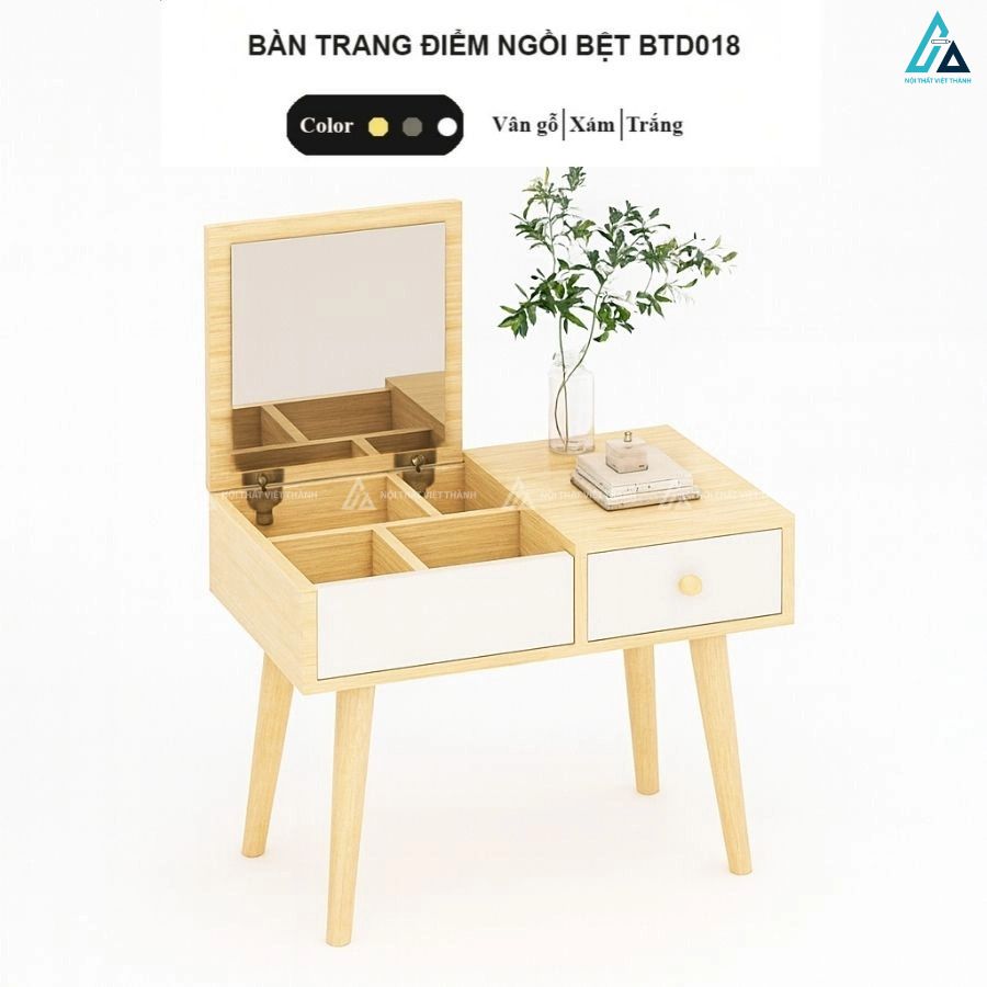 Bàn trang điểm ngồi bệt gương lật thông minh tiết kiệm diện tích 4