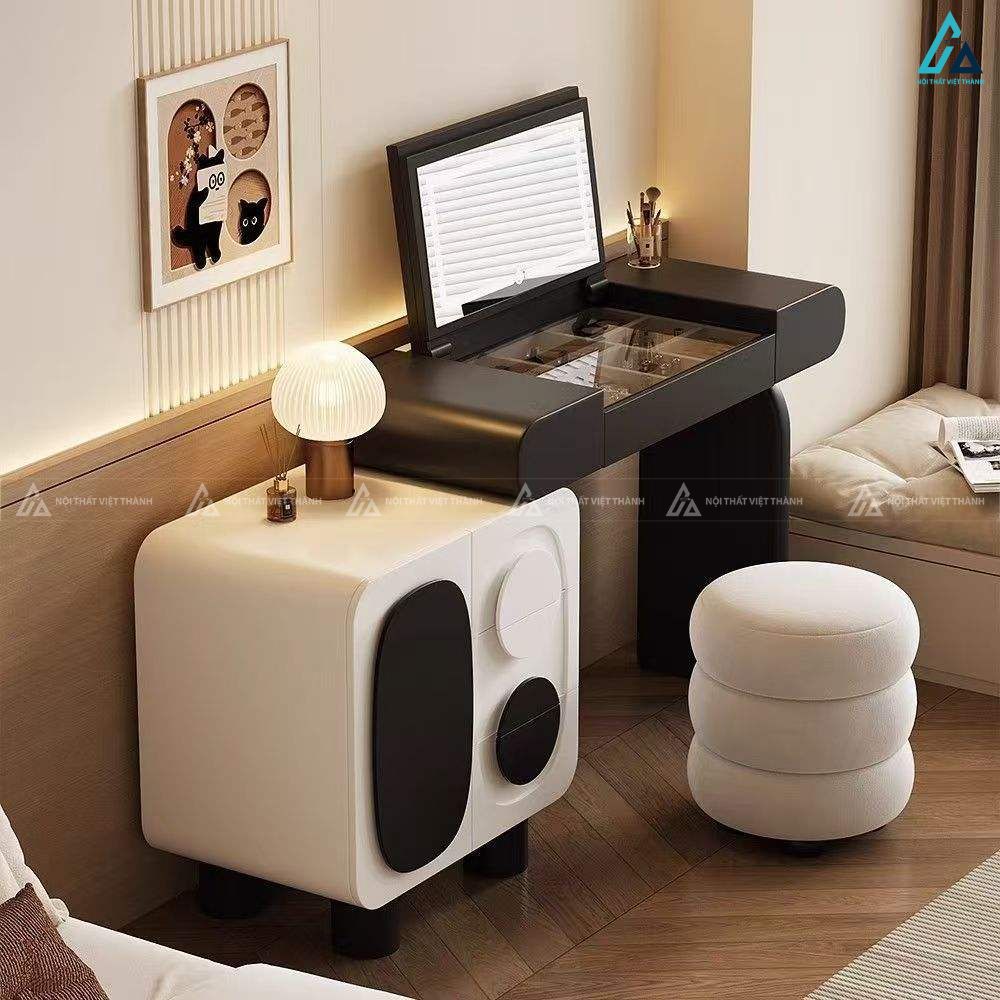 Bàn trang điểm thiết kế thông minh kèm tủ tròn lưu trữ hiện đại 4