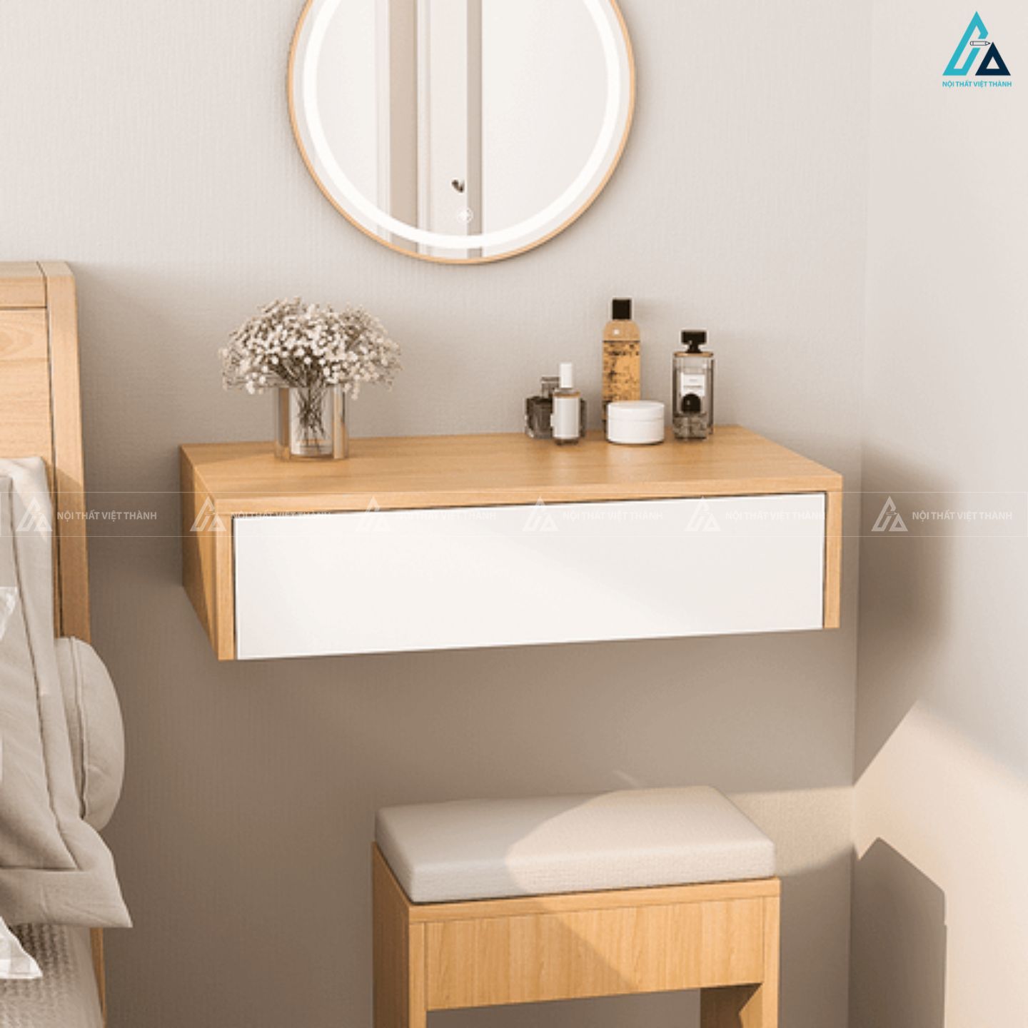 Bàn trang điểm treo tường đa năng thiết kế nhỏ gọn hiện đại 3