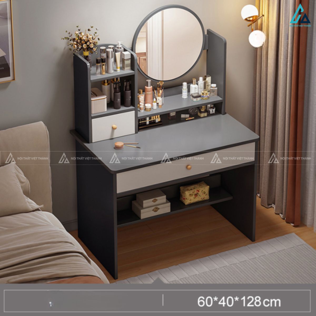 Bàn trang điểm đa năng có kệ lưu trữ thông minh hiện đại 3
