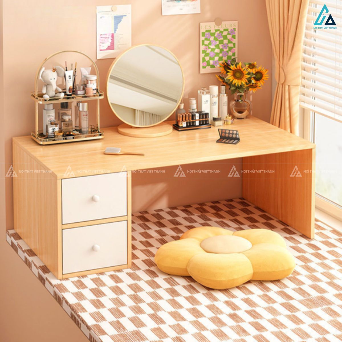 Bàn trang điểm dạng bệt thiết kế tối giản tiết kiệm diện tích 5