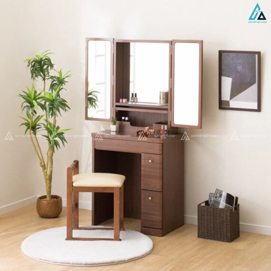Bàn trang điểm gương ba mặt thiết kế sang trọng tiện nghi 6