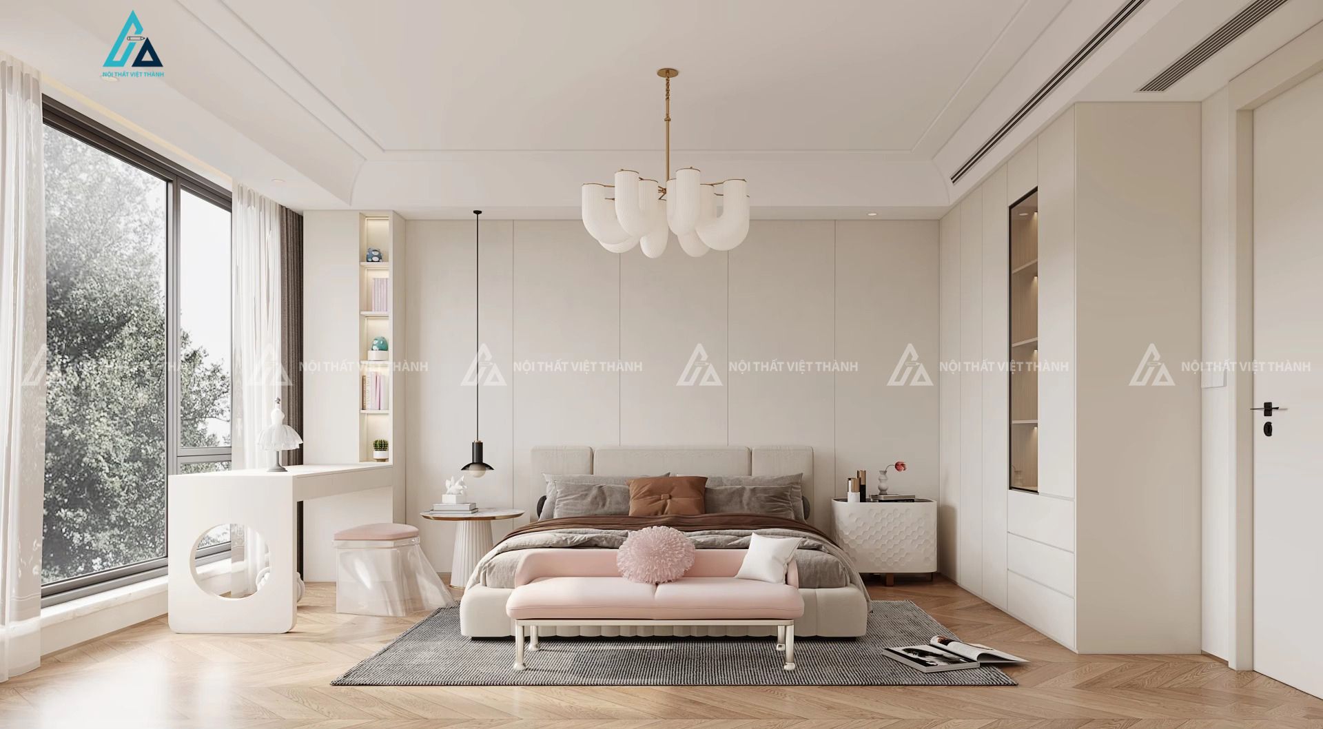 Combo nội thất phòng ngủ MDF hiện đại