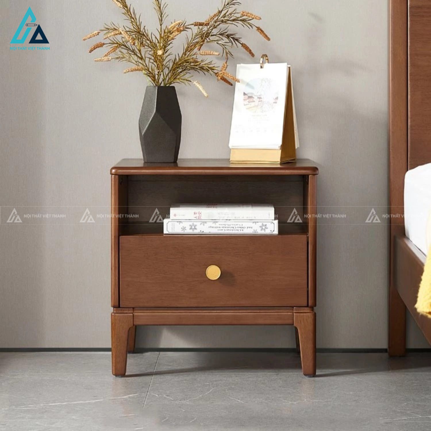 Combo phòng ngủ gỗ tích hợp bàn trang điểm ngăn kéo lệch độc đáo 2