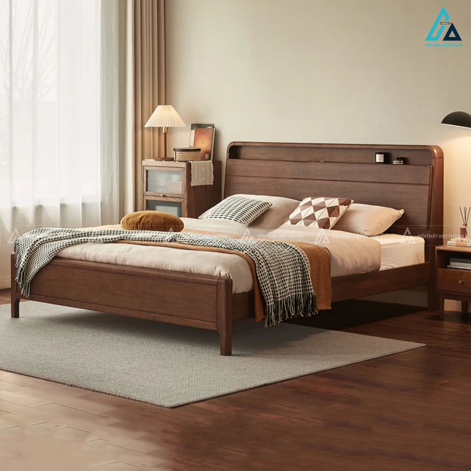 Combo phòng ngủ gỗ tích hợp bàn trang điểm ngăn kéo lệch độc đáo 6