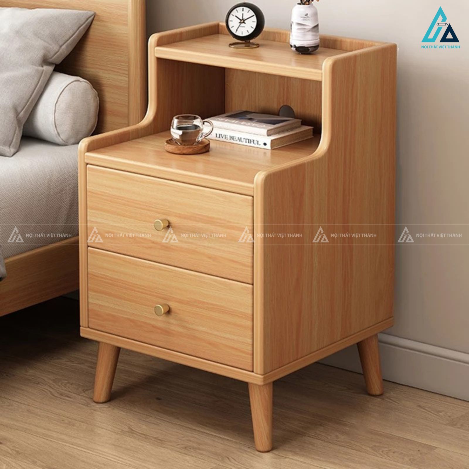 Combo giường ngủ chân cao và tủ quần áo bàn phấn tiện lợi 2