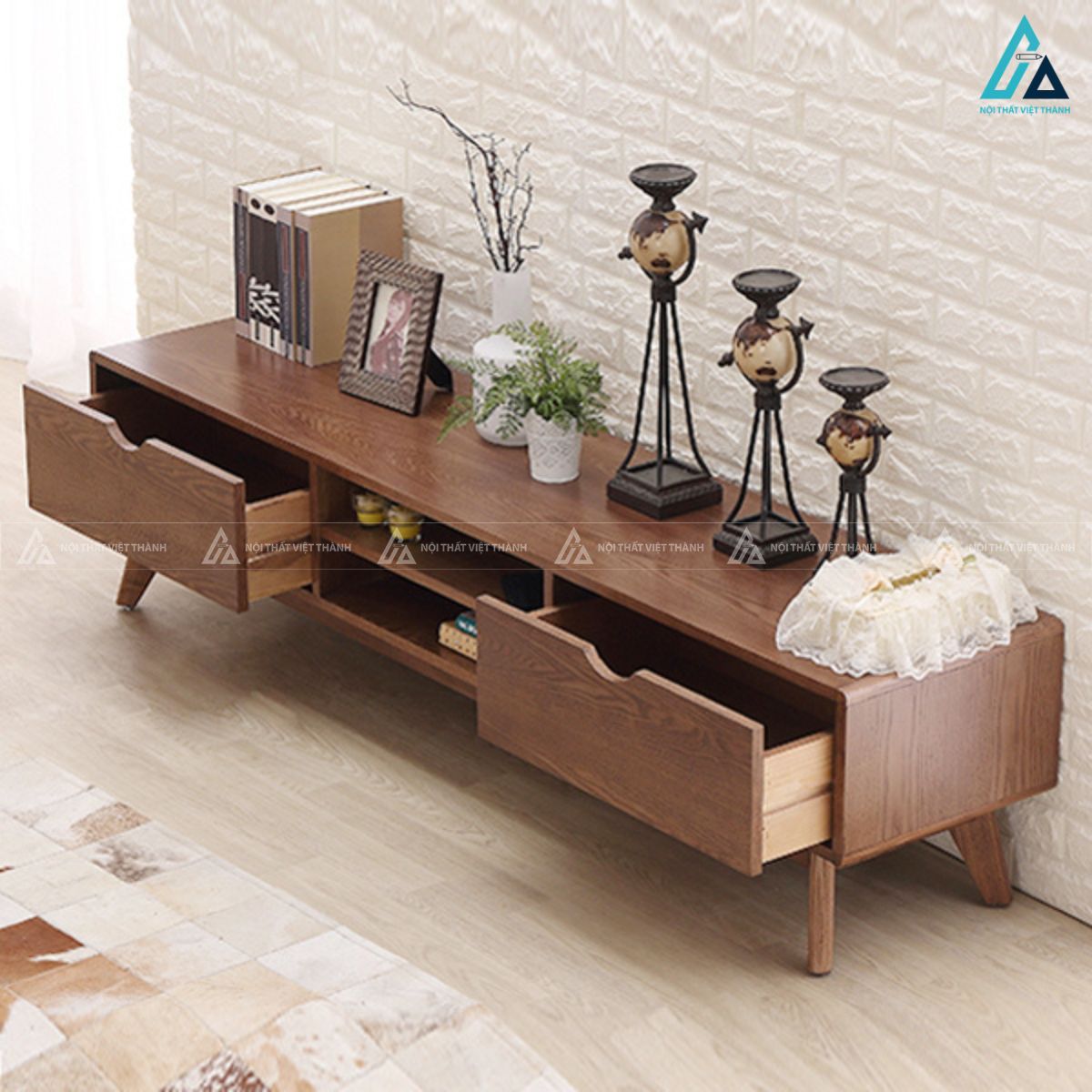Kệ tivi gỗ thiết kế cổ điển sang trọng cho phòng khách đẹp