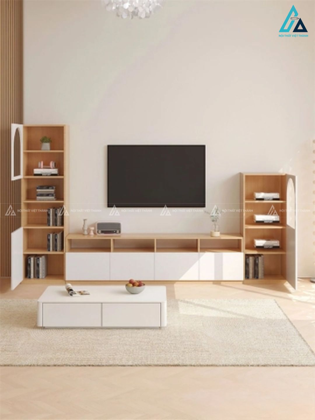 Bộ kệ tivi kết hợp tủ đứng hình vòm phong cách hiện đại tinh tế 1