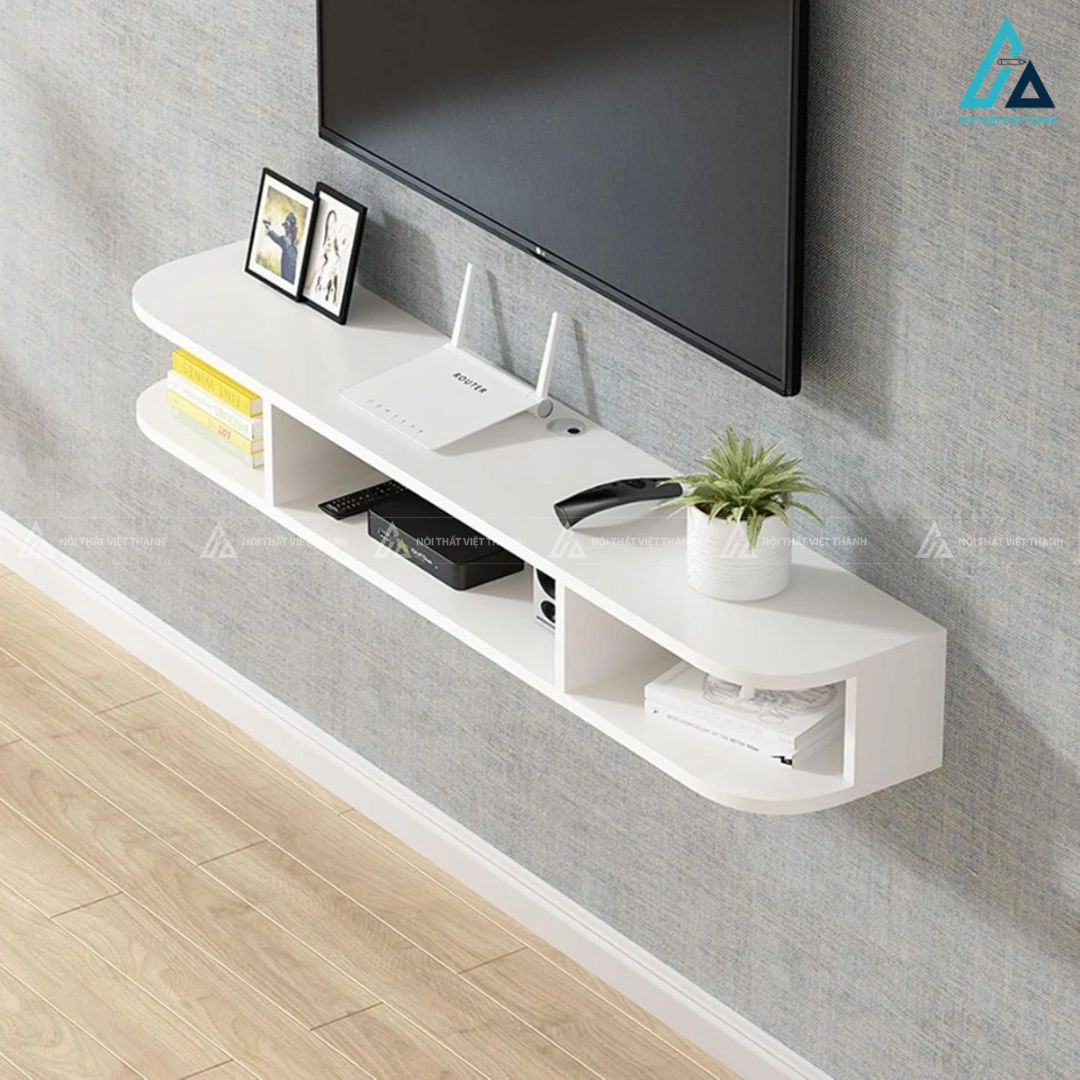 Kệ tivi treo tường gỗ công nghiệp thiết kế bo tròn hiện đại 1