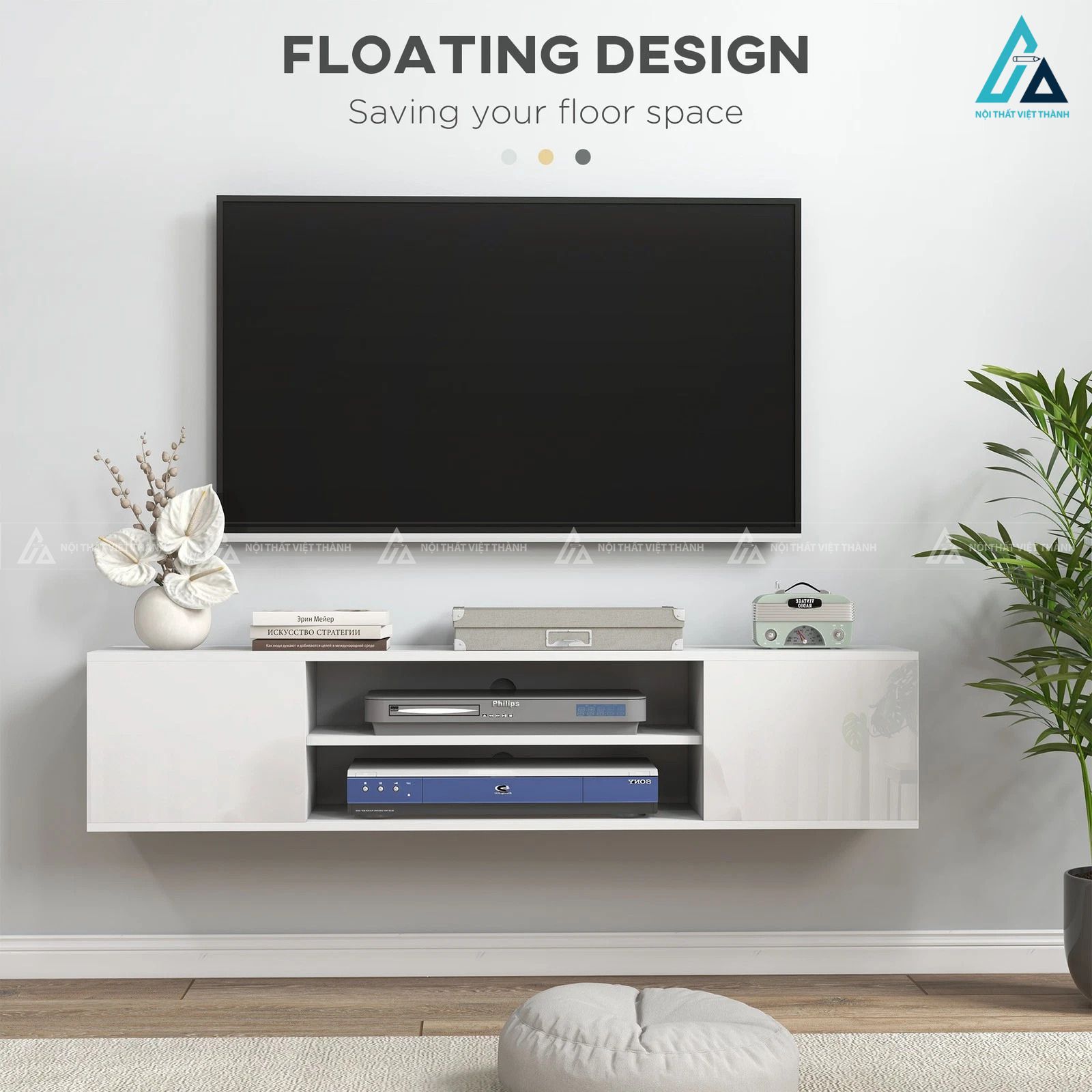 Kệ tivi treo tường thiết kế thông minh tối ưu thiết bị giải trí 1