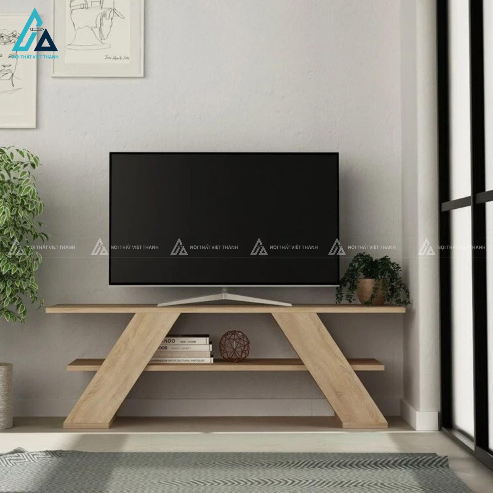 Kệ tivi gỗ công nghiệp chân vát chữ z thiết kế hiện đại