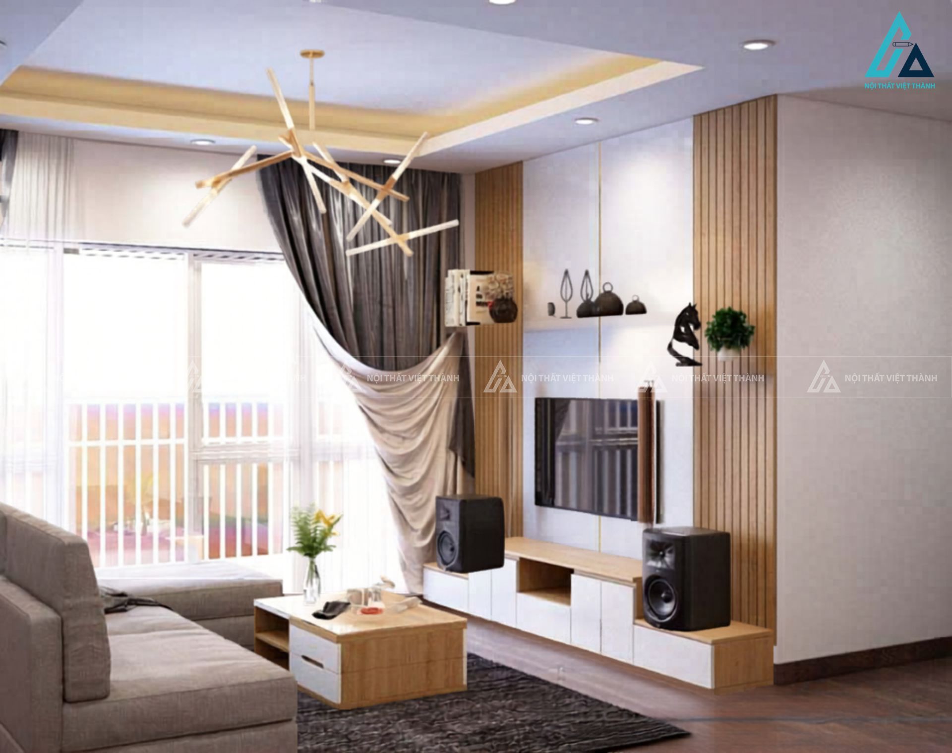 Mẫu kệ tivi gỗ công nghiệp thiết kế hiện đại đa năng cho phòng khách 1